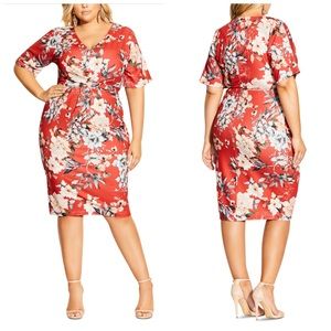 City Chic Floral Knot Seduction Dress Plus Sizes